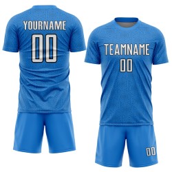Sports Shape White-Black Sublimation Uniform Jersey Soccer Blue Powder Geometric Custom