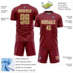 Jersey Custom Uniform Crimson Gold-White Soccer Sublimation Old Sports Geometric Shape