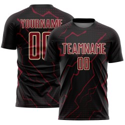 Lightning Black Soccer Uniform Jersey Sublimation Custom Sports Crimson-Cream