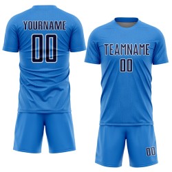Powder Sports Custom Shape Uniform Soccer Sublimation Geometric Jersey Blue Navy-White